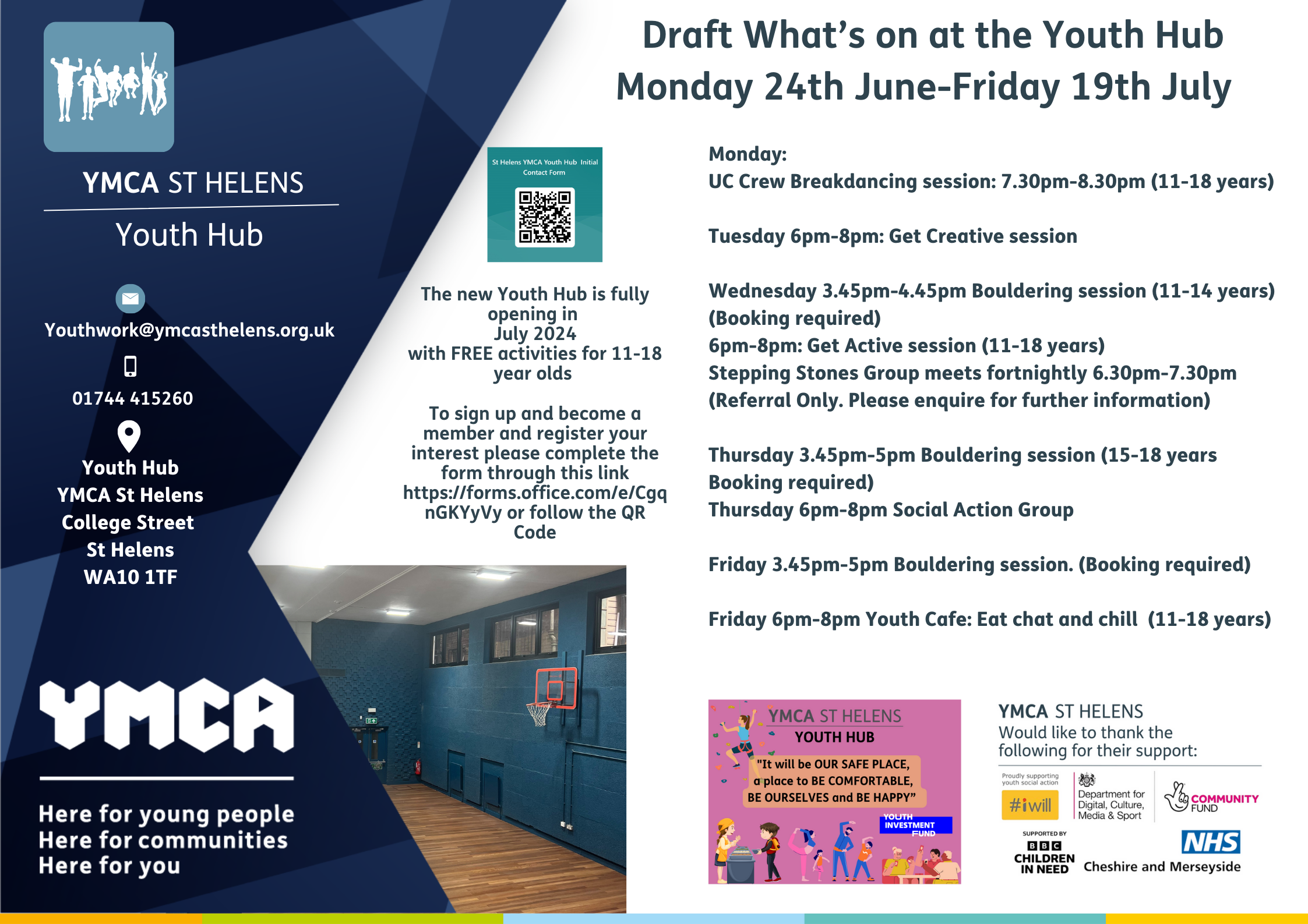 What's on at the youth hub until 19th July